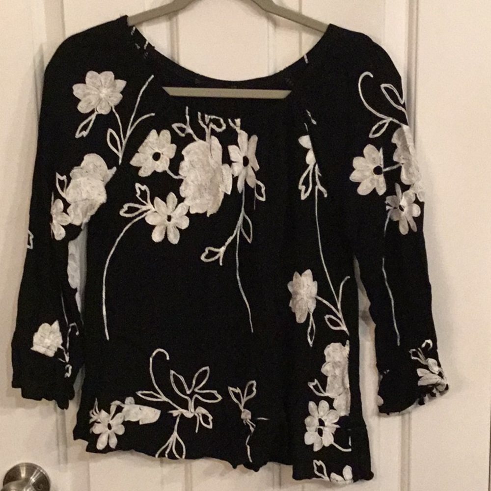 Black top with embroidery